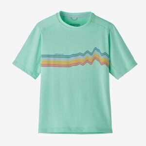 NWT PATAGONIA Kids' Capilene Silkweight T-Shirt Size XL Rise Stripe Early Teal